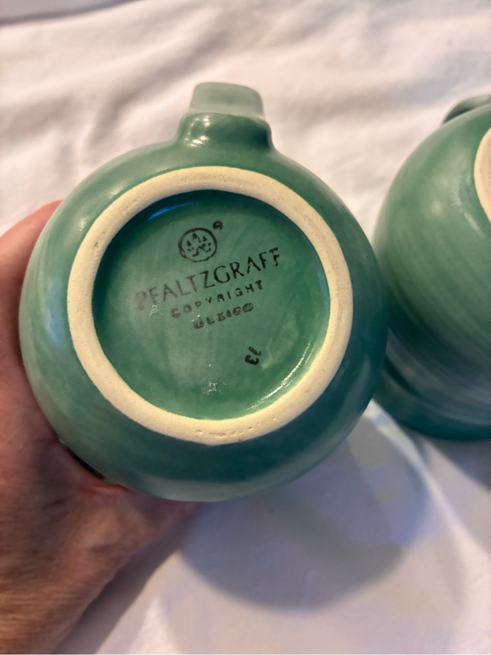 Pfaltzgraff Green Stoneware Coffee Mugs - Set of 2 - Picture 3 of 5